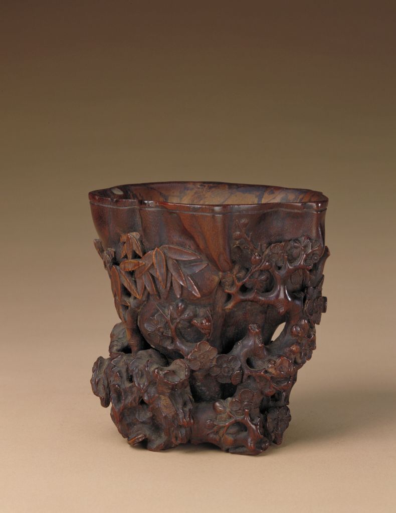 图片[2]-Chenxiang wood carving brush holder of pine, bamboo and plum-China Archive